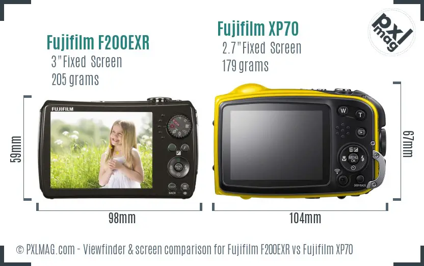 Fujifilm F200EXR vs Fujifilm XP70 Screen and Viewfinder comparison