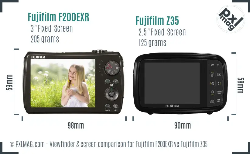 Fujifilm F200EXR vs Fujifilm Z35 Screen and Viewfinder comparison Fujifilm F200EXR vs Fujifilm Z35 Screen and Viewfinder comparison