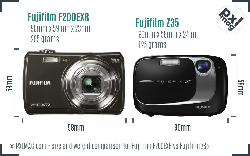 Fujifilm F200EXR vs Fujifilm Z35 size comparison Fujifilm F200EXR vs Fujifilm Z35 size comparison