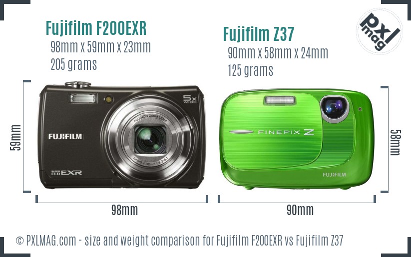 Fujifilm F200EXR vs Fujifilm Z37 size comparison Fujifilm F200EXR vs Fujifilm Z37 size comparison