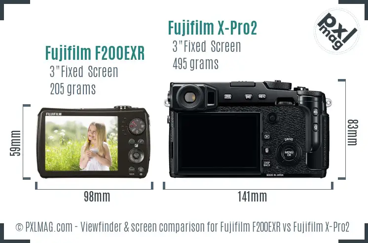 Fujifilm F200EXR vs Fujifilm X-Pro2 Screen and Viewfinder comparison