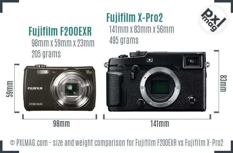 Fujifilm F200EXR vs Fujifilm X-Pro2 size comparison