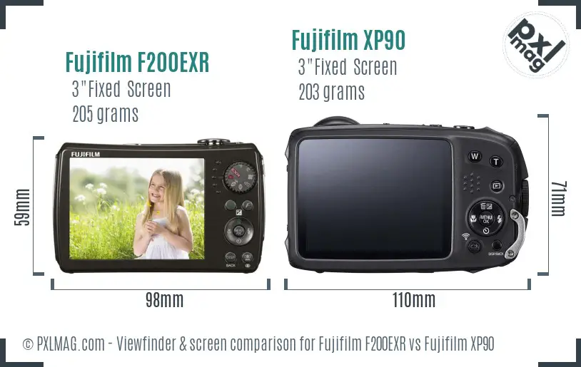 Fujifilm F200EXR vs Fujifilm XP90 Screen and Viewfinder comparison Fujifilm F200EXR vs Fujifilm XP90 Screen and Viewfinder comparison