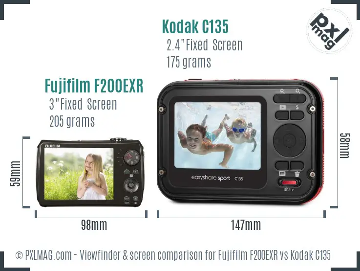 Fujifilm F200EXR vs Kodak C135 Screen and Viewfinder comparison Fujifilm F200EXR vs Kodak C135 Screen and Viewfinder comparison