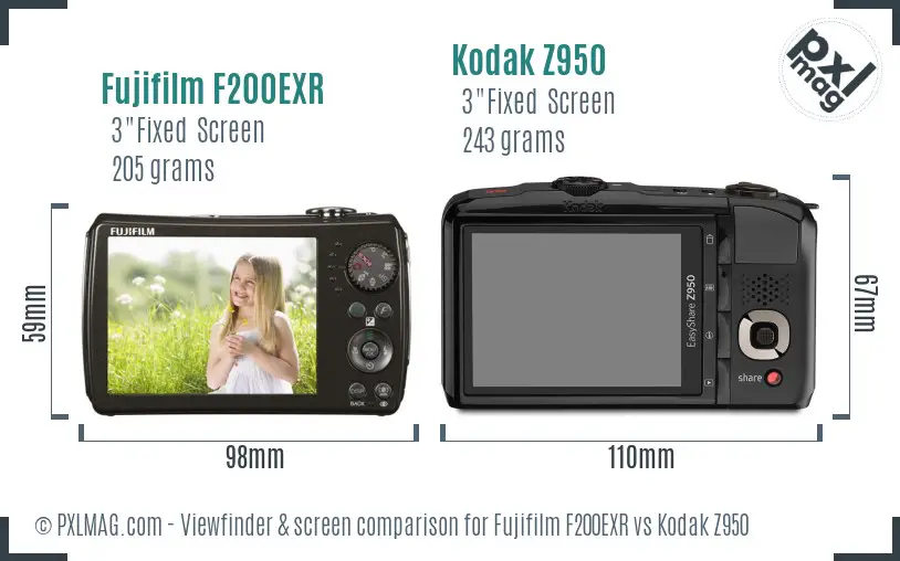 Fujifilm F200EXR vs Kodak Z950 Screen and Viewfinder comparison Fujifilm F200EXR vs Kodak Z950 Screen and Viewfinder comparison