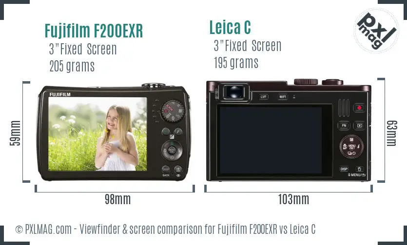 Fujifilm F200EXR vs Leica C Screen and Viewfinder comparison