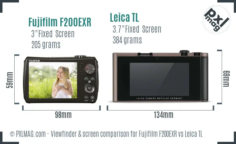 Fujifilm F200EXR vs Leica TL Screen and Viewfinder comparison