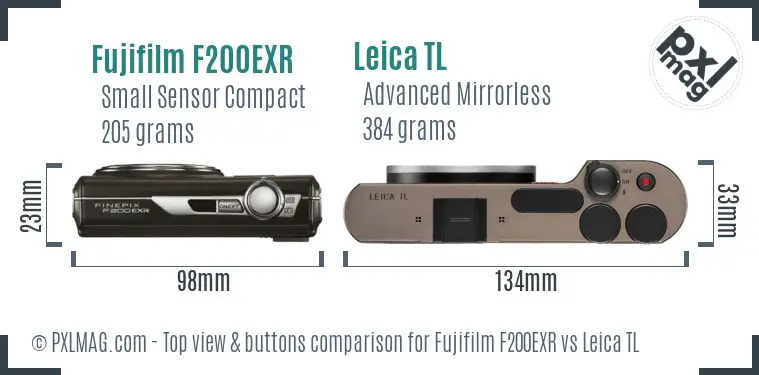 Fujifilm F200EXR vs Leica TL top view buttons comparison
