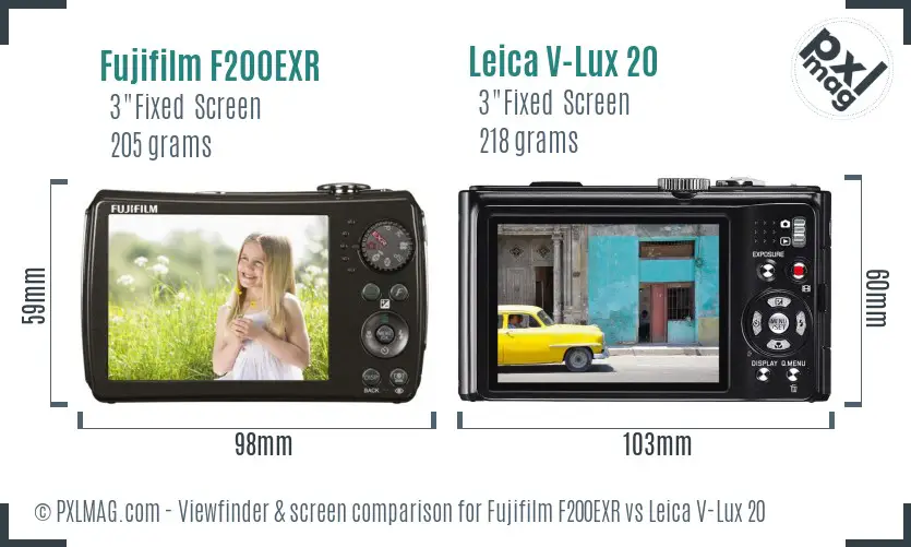 Fujifilm F200EXR vs Leica V-Lux 20 Screen and Viewfinder comparison