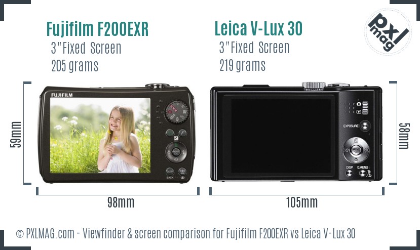 Fujifilm F200EXR vs Leica V-Lux 30 Screen and Viewfinder comparison