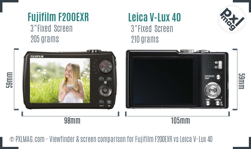 Fujifilm F200EXR vs Leica V-Lux 40 Screen and Viewfinder comparison