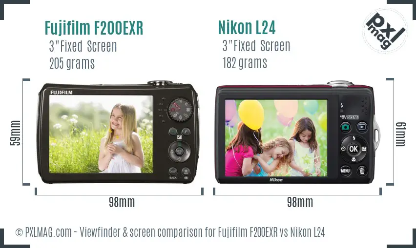 Fujifilm F200EXR vs Nikon L24 Screen and Viewfinder comparison