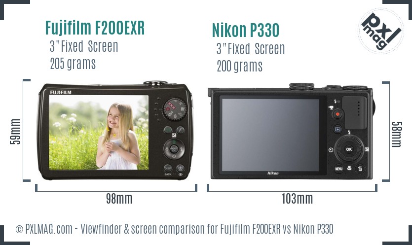 Fujifilm F200EXR vs Nikon P330 Screen and Viewfinder comparison