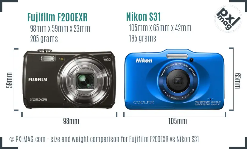 Fujifilm F200EXR vs Nikon S31 size comparison Fujifilm F200EXR vs Nikon S31 size comparison