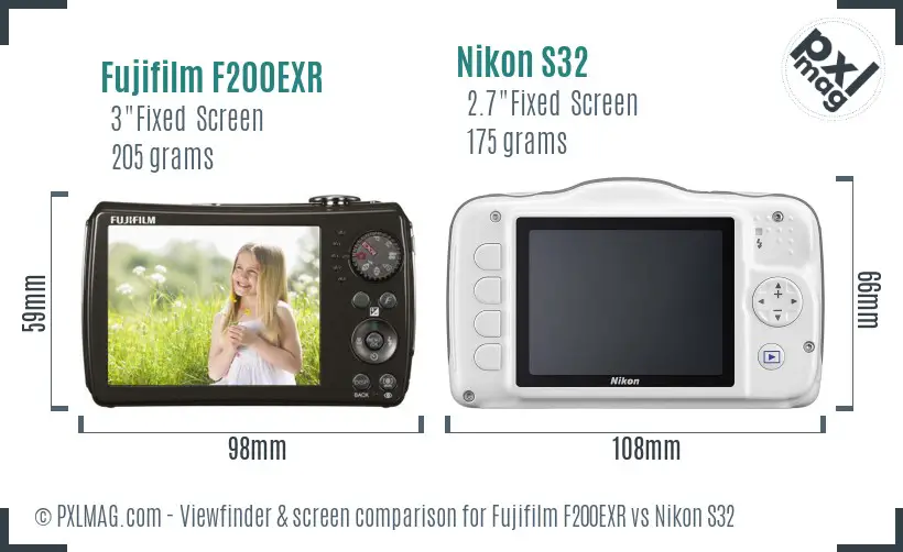 Fujifilm F200EXR vs Nikon S32 Screen and Viewfinder comparison Fujifilm F200EXR vs Nikon S32 Screen and Viewfinder comparison