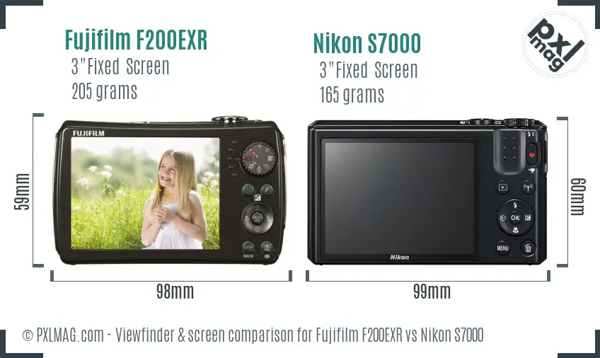 Fujifilm F200EXR vs Nikon S7000 Screen and Viewfinder comparison