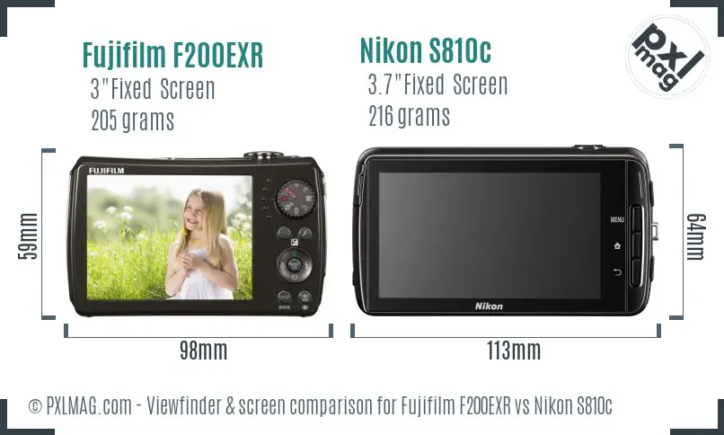 Fujifilm F200EXR vs Nikon S810c Screen and Viewfinder comparison Fujifilm F200EXR vs Nikon S810c Screen and Viewfinder comparison