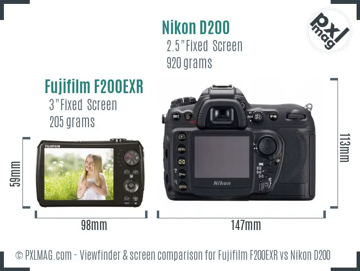 Fujifilm F200EXR vs Nikon D200 Screen and Viewfinder comparison