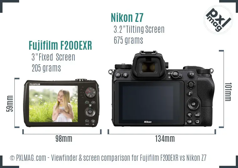 Fujifilm F200EXR vs Nikon Z7 Screen and Viewfinder comparison