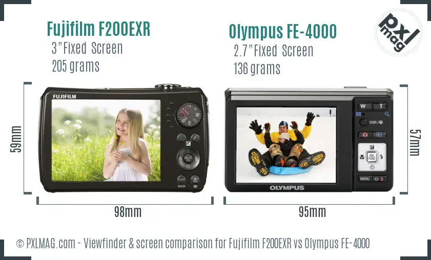 Fujifilm F200EXR vs Olympus FE-4000 Screen and Viewfinder comparison