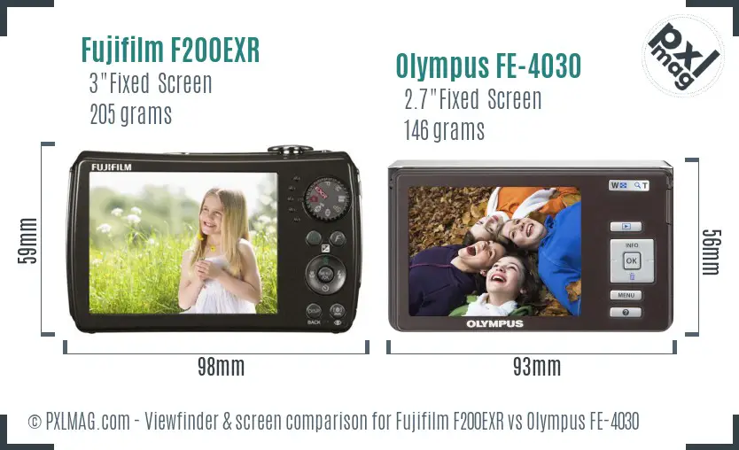 Fujifilm F200EXR vs Olympus FE-4030 Screen and Viewfinder comparison Fujifilm F200EXR vs Olympus FE-4030 Screen and Viewfinder comparison