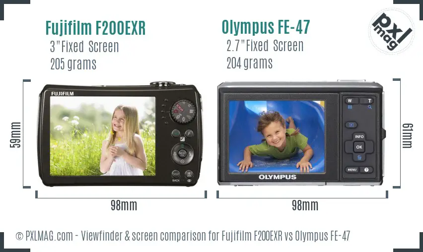 Fujifilm F200EXR vs Olympus FE-47 Screen and Viewfinder comparison