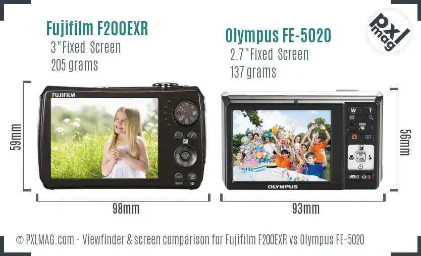 Fujifilm F200EXR vs Olympus FE-5020 Screen and Viewfinder comparison