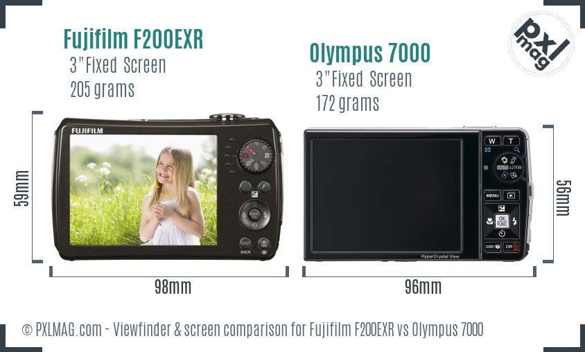 Fujifilm F200EXR vs Olympus 7000 Screen and Viewfinder comparison