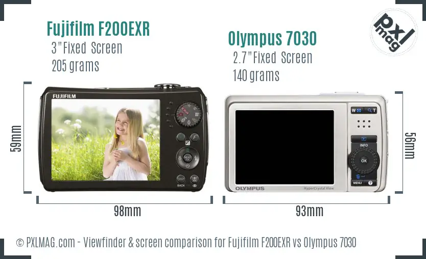 Fujifilm F200EXR vs Olympus 7030 Screen and Viewfinder comparison