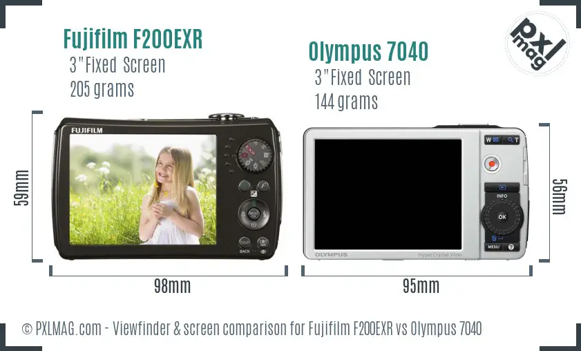 Fujifilm F200EXR vs Olympus 7040 Screen and Viewfinder comparison Fujifilm F200EXR vs Olympus 7040 Screen and Viewfinder comparison