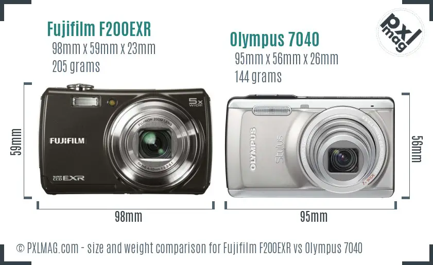 Fujifilm F200EXR vs Olympus 7040 size comparison Fujifilm F200EXR vs Olympus 7040 size comparison