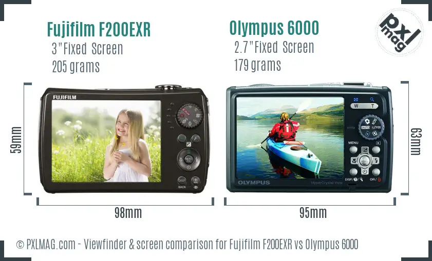 Fujifilm F200EXR vs Olympus 6000 Screen and Viewfinder comparison