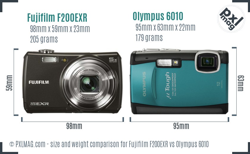 Fujifilm F200EXR vs Olympus 6010 size comparison Fujifilm F200EXR vs Olympus 6010 size comparison