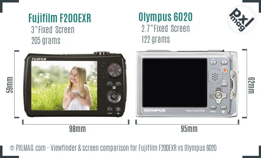 Fujifilm F200EXR vs Olympus 6020 Screen and Viewfinder comparison