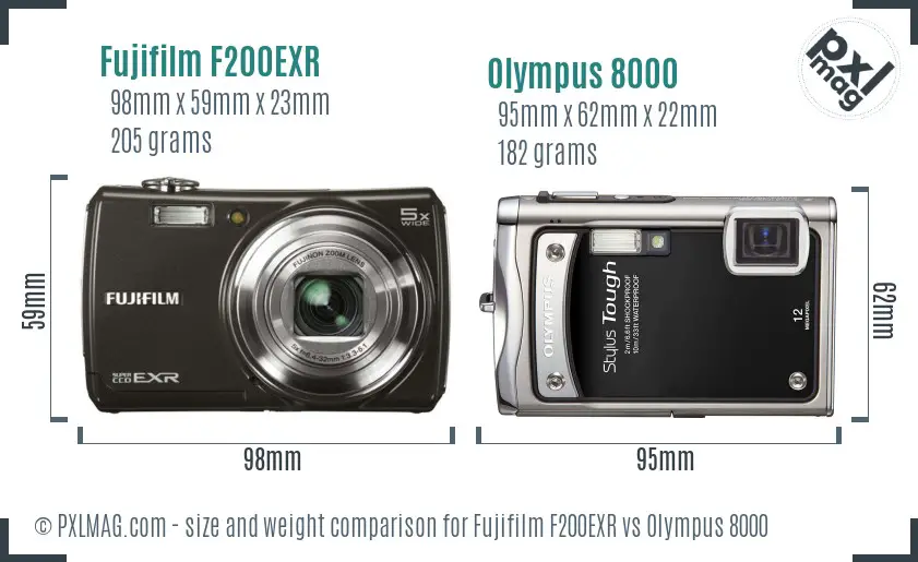 Fujifilm F200EXR vs Olympus 8000 size comparison Fujifilm F200EXR vs Olympus 8000 size comparison