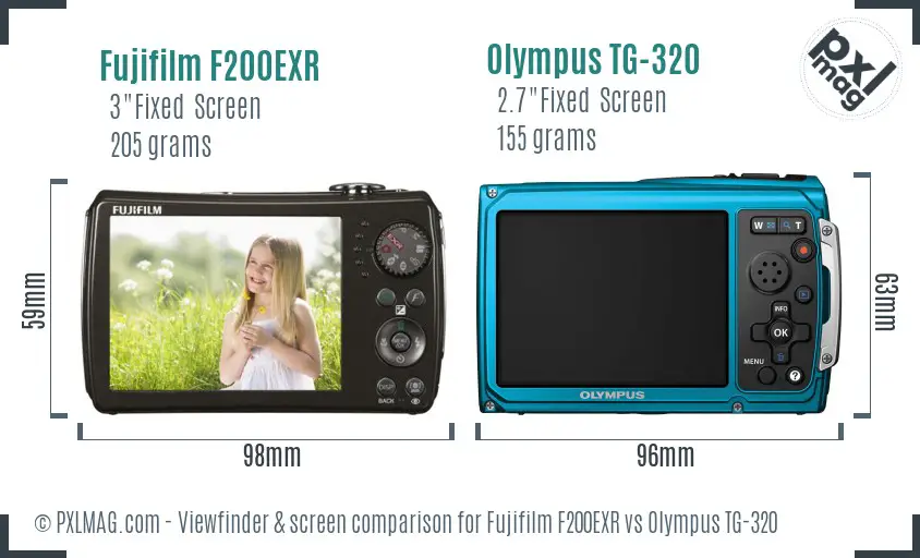Fujifilm F200EXR vs Olympus TG-320 Screen and Viewfinder comparison Fujifilm F200EXR vs Olympus TG-320 Screen and Viewfinder comparison