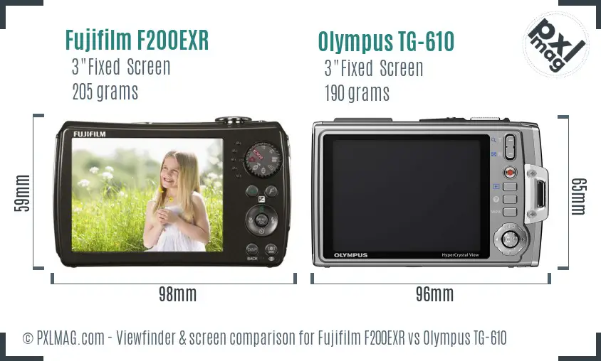 Fujifilm F200EXR vs Olympus TG-610 Screen and Viewfinder comparison