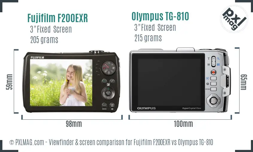 Fujifilm F200EXR vs Olympus TG-810 Screen and Viewfinder comparison