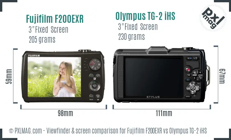 Fujifilm F200EXR vs Olympus TG-2 iHS Screen and Viewfinder comparison