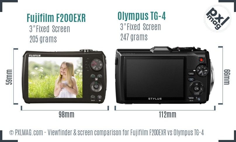 Fujifilm F200EXR vs Olympus TG-4 Screen and Viewfinder comparison