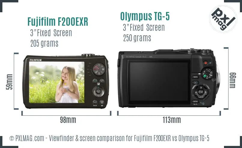 Fujifilm F200EXR vs Olympus TG-5 Screen and Viewfinder comparison