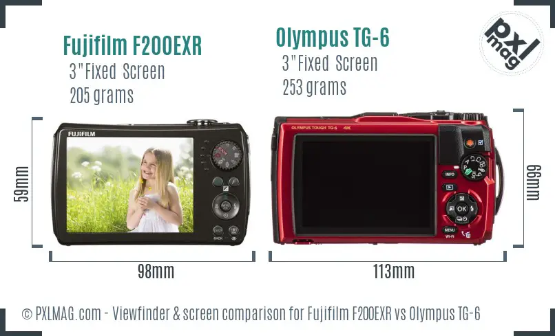 Fujifilm F200EXR vs Olympus TG-6 Screen and Viewfinder comparison
