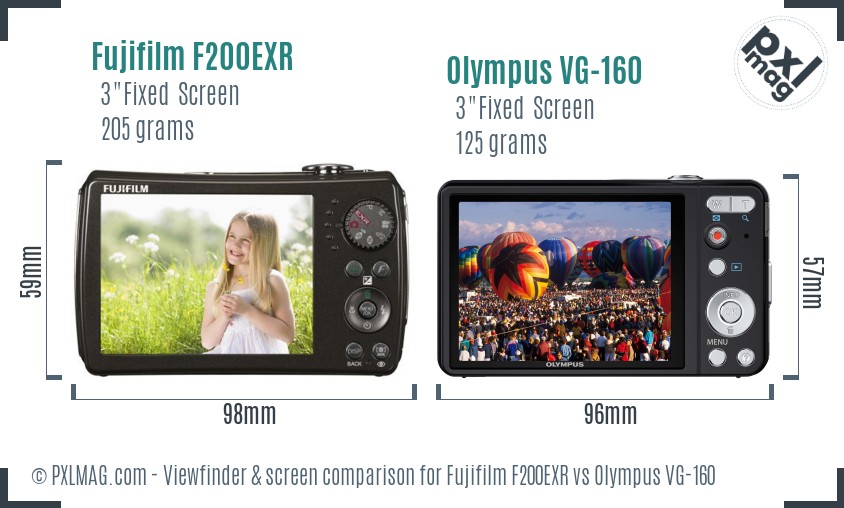 Fujifilm F200EXR vs Olympus VG-160 Screen and Viewfinder comparison