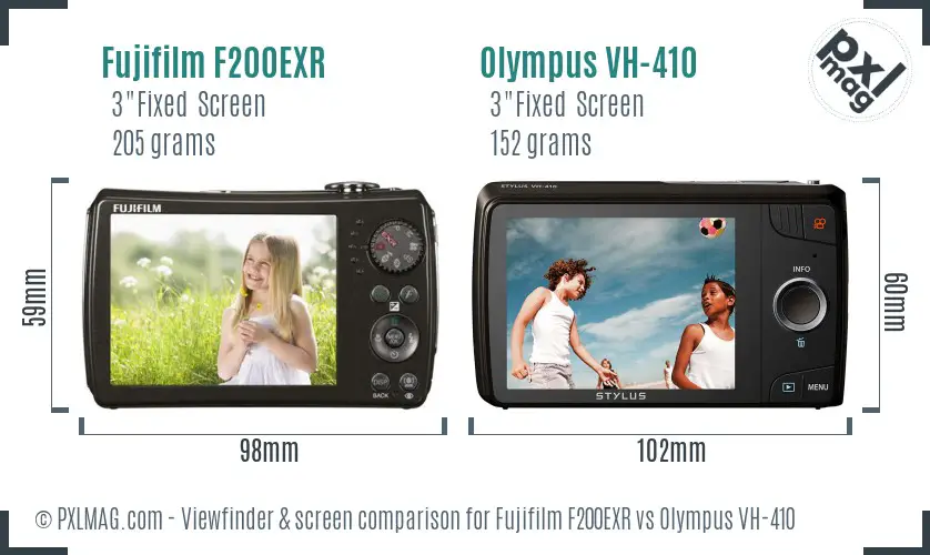 Fujifilm F200EXR vs Olympus VH-410 Screen and Viewfinder comparison Fujifilm F200EXR vs Olympus VH-410 Screen and Viewfinder comparison