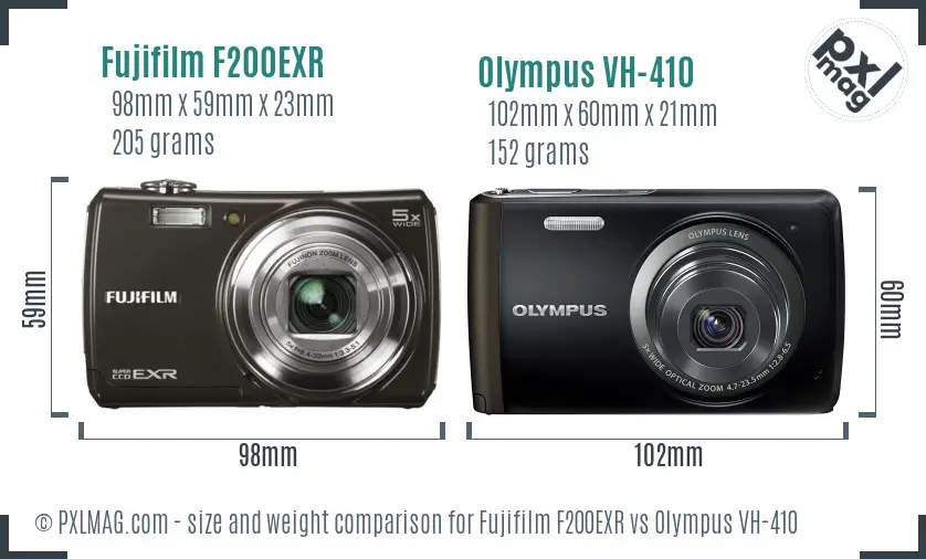 Fujifilm F200EXR vs Olympus VH-410 size comparison Fujifilm F200EXR vs Olympus VH-410 size comparison