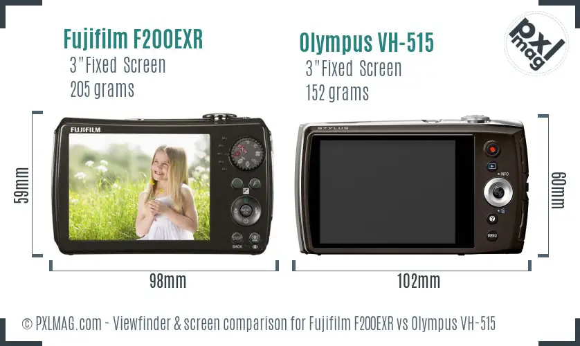 Fujifilm F200EXR vs Olympus VH-515 Screen and Viewfinder comparison