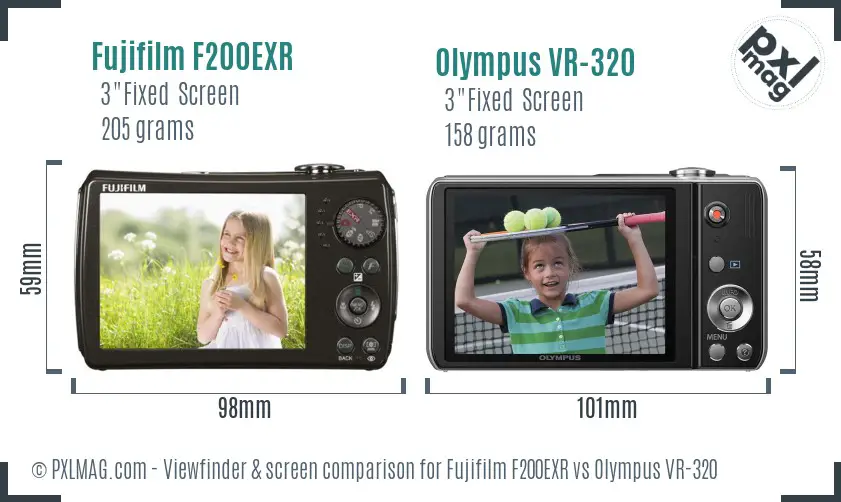Fujifilm F200EXR vs Olympus VR-320 Screen and Viewfinder comparison Fujifilm F200EXR vs Olympus VR-320 Screen and Viewfinder comparison