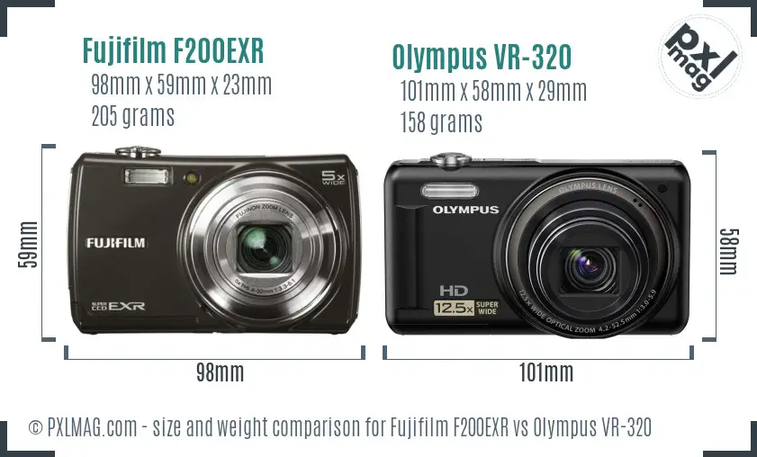 Fujifilm F200EXR vs Olympus VR-320 size comparison Fujifilm F200EXR vs Olympus VR-320 size comparison