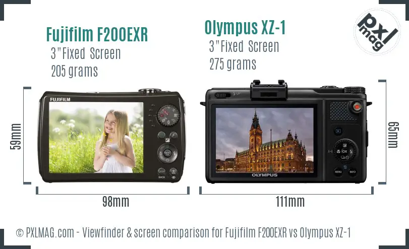 Fujifilm F200EXR vs Olympus XZ-1 Screen and Viewfinder comparison