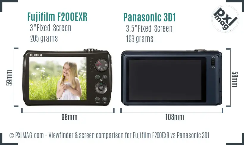 Fujifilm F200EXR vs Panasonic 3D1 Screen and Viewfinder comparison Fujifilm F200EXR vs Panasonic 3D1 Screen and Viewfinder comparison